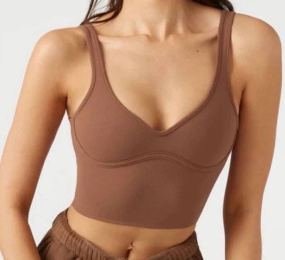 Joah Brown Contour Crop Tank in tan/ brown sz S/M